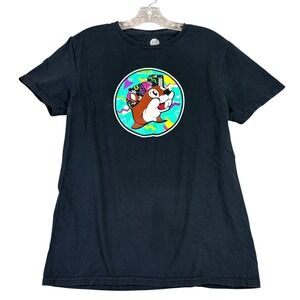 Buc-ee's Mens M Black T-Shirt Buc-ee Says Relax Neon 80s Retro Graphic Tee